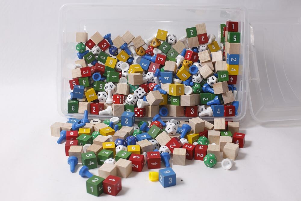 Vintage Game Pieces Dice Huge Lot Therapeutic Game Blocks for Development and L